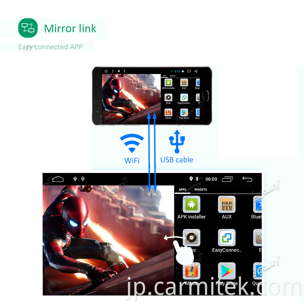 carmitek 2 din dvd mirro linK Audi A4 2002 Android